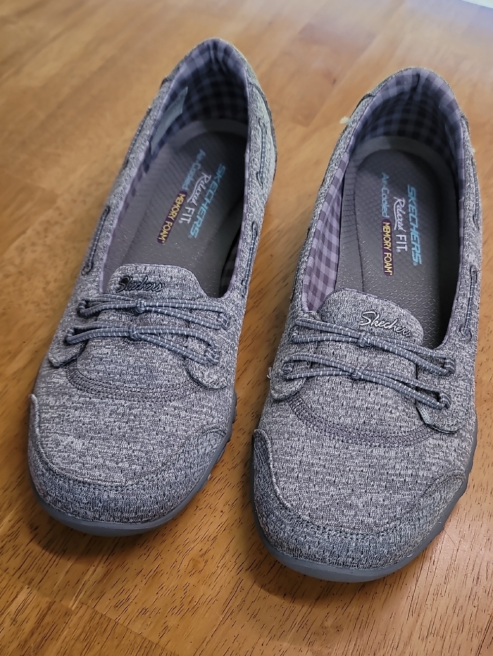 Skechers Women's Gray Knit Slip-On Loafers with Memory Foam